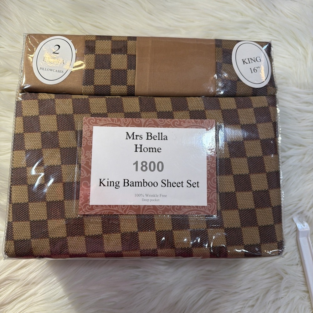 Bamboo King Designer Sheet Set Brown‎ Tan Brand New Beautiful